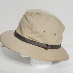 Stetson Beige Safari Fedora Hat with Brown Band Accent XL